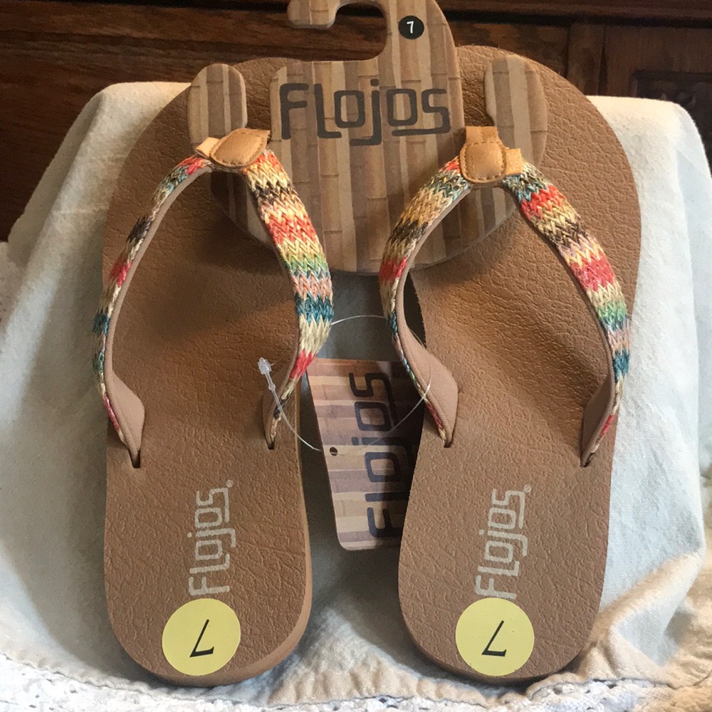 NWT~ Flojos Multicolor Flip Flops
